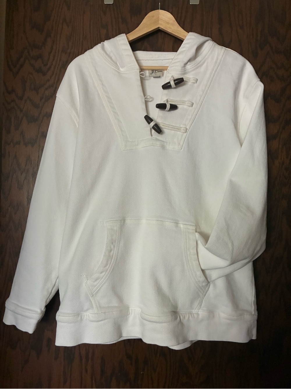 J. Crew Cream Hooded Toggle Pullover Sweater